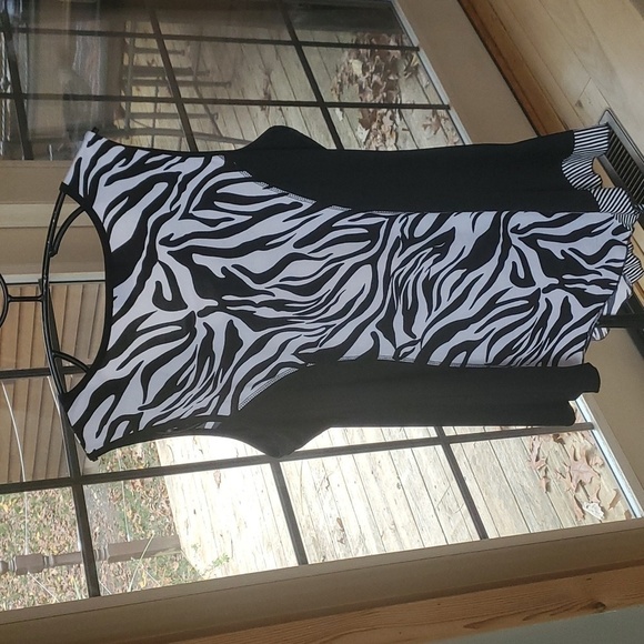 Tango Mango Collection Vneck Zebra Stripes Long Sleeveless Sz. XL Tunic - Picture 11 of 11